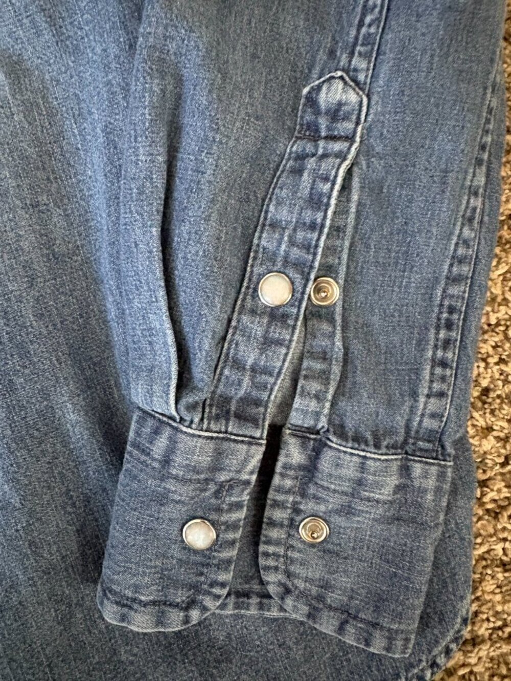 J. Crew Washed Blue Denim Slim Fit Western Shirt - Picture 3 of 5